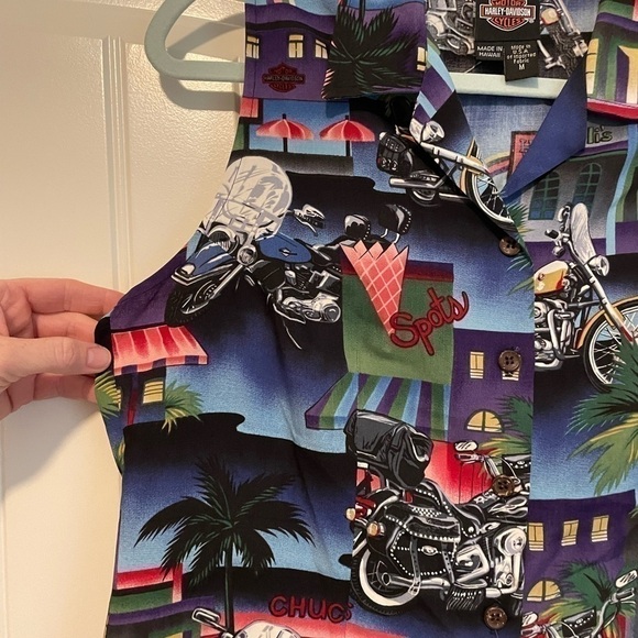 Vintage Harley-Davidson Tori Richard 90’s sleeveless button down tank top medium - Picture 3 of 6